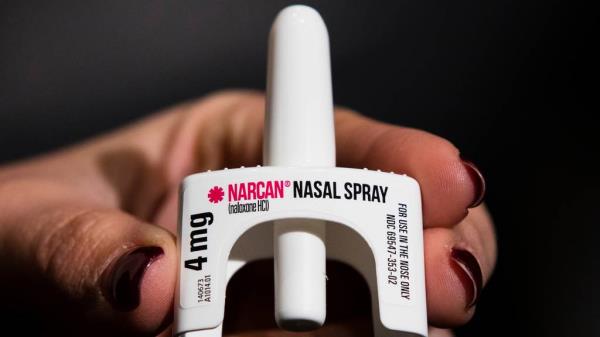 FILE - The overdose-reversal drug Narcan is displayed during training for employees of the Public Health Management Corporation (PHMC), Dec. 4, 2018, in Philadelphia.