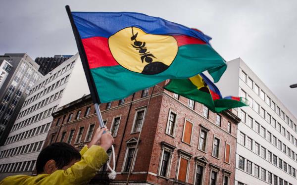 A pro New Caledo<em></em>nia protest outside the French Embassy in Wellington