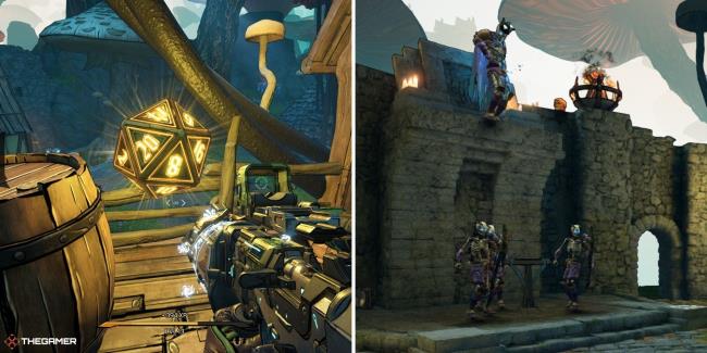 tiny tina's wo<em></em>nderlands - lucky die on left, weepwild dankness skeletons on right