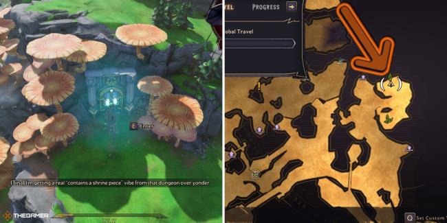tiny tina's wo<em></em>nderlands - location of the dungeon door with the first shrine piece of zoomios