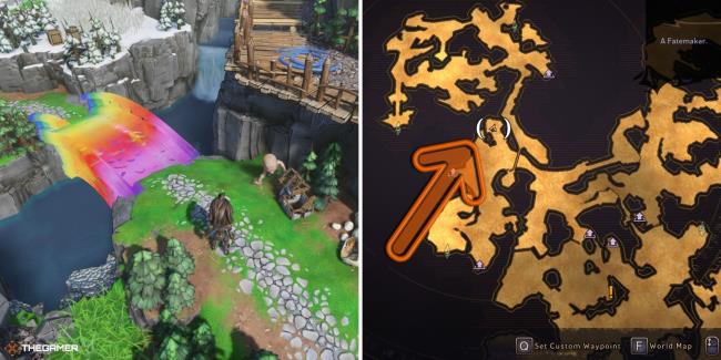 tiny tina's wo<em></em>nderlands - borpo and rainbow bridge on left, borpo's location on the map on right