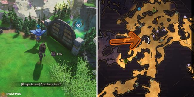 tiny tina's wo<em></em>nderlands - knight intern on left, location of knight intern and shrine piece on right