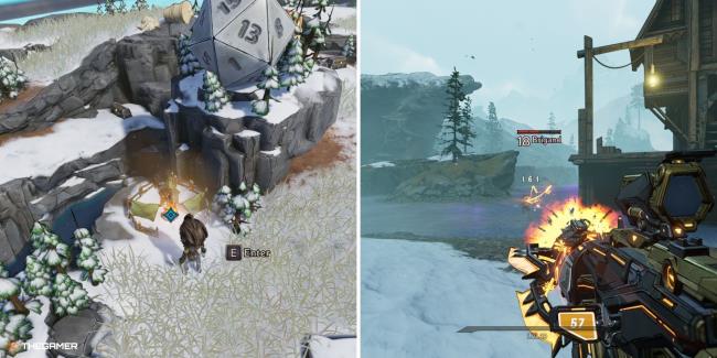 tiny tina's wo<em></em>nderlands - brigand camp on left, fighting a brigand on right