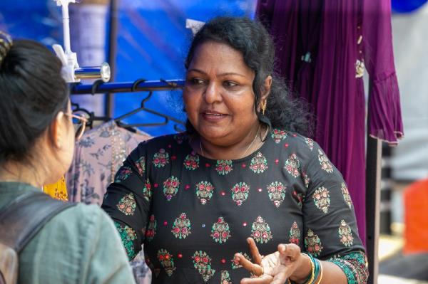 Gouri Nowuram, 56, jokingly mentions serving mutton exclusively to close family members, attributing it to the mutton price hike. Brickfields, November 8, 2023. — Picture by Raymond Manuel