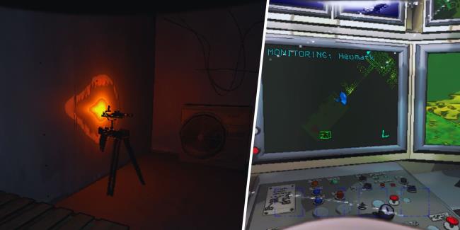 Lethal Company - Split Image: Inactive Turret / Viewing a turret on the terminal monitor