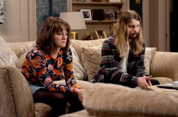 Gail and Ryan sit on the sofa in Emmerdale as returning Emmerdale star is surprised to have been asked back