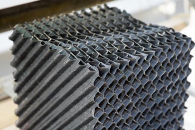 Black plastic membrane layers in close-up